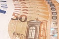 50 euro bills stacked up slightly out of focus Royalty Free Stock Photo