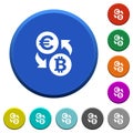 Euro Bitcoin money exchange beveled buttons