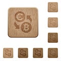 Euro Bitcoin money exchange wooden buttons