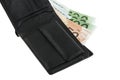 Euro in a black purse Royalty Free Stock Photo