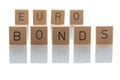 Euro bonds controversial community bonds in the euro zone. Isolated on a white background Royalty Free Stock Photo