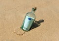 100 euro in a bottle on the sand Royalty Free Stock Photo