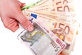 Euro Cash in Hand Royalty Free Stock Photo