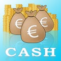 Euro Cash Means European Currency 3d Illustration