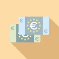 Euro cash money icon flat vector. Safe credit