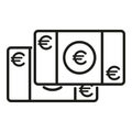 Euro cash money icon outline vector. Safe credit