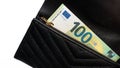 Euro cash money. Paper money in a black, leather wallet close up Royalty Free Stock Photo