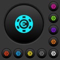 Euro casino chip dark push buttons with color icons