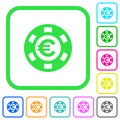 Euro casino chip vivid colored flat icons