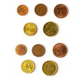 Euro cent coins set Royalty Free Stock Photo