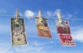 Euro, China Yuan and US dollar banknotes Royalty Free Stock Photo