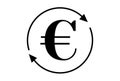 Euro circle flat icon business symbol art black outline sign artwork