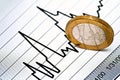 Euro coin on chart Royalty Free Stock Photo