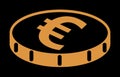 Euro coin on dark background