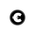 Euro Coin, European Currency, Money. Flat Vector Icon illustration. Simple black symbol on white background. Euro Coin Royalty Free Stock Photo