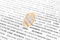 Euro coin on financial words Royalty Free Stock Photo