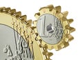 Euro coin gear isolated on a white background Royalty Free Stock Photo