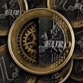Euro coin with gears Royalty Free Stock Photo