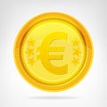 Euro coin golden currency object isolated
