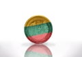 Euro coin with lithuanian flag on the white