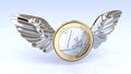 Euro coin with metal wings