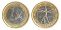 Euro coin obverse and reverse with path Royalty Free Stock Photo