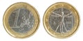 Euro coin obverse and reverse with path