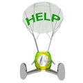 Euro coin robot paratrooper airdrop help illustration