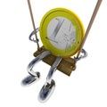 Euro coin robot on the swing illustration
