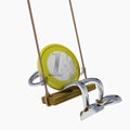 Euro coin robot swinging on a swing illustration