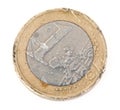 Euro coin with scratches