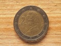 2 Euro coin showing Bertha von Suttner, currency of Austria, EU