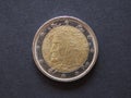 2 Euro coin showing poet Dante Alighieri, currency of Italy, EU