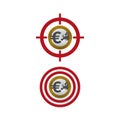 Euro coin on target