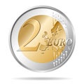 2 Euro coin vector illustration