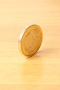 Euro coin on wood Royalty Free Stock Photo