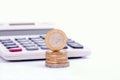 Euro coins and calculator Royalty Free Stock Photo