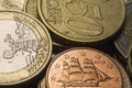 Euro coins, close up Royalty Free Stock Photo