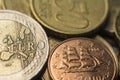 Euro coins, close up Royalty Free Stock Photo
