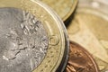 Euro coins, close up Royalty Free Stock Photo