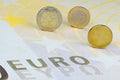 Euro-coins on Euro-banknote Royalty Free Stock Photo