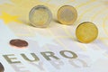 Euro-coins on Euro-banknote Royalty Free Stock Photo