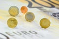 Euro-coins on Euro-banknote Royalty Free Stock Photo