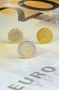 Euro-coins on Euro-banknote Royalty Free Stock Photo