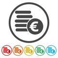 Euro coins flat icons set Royalty Free Stock Photo