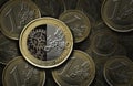 Euro coins and gears inside Royalty Free Stock Photo