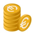 Euro coins - Isometric 3D illustration.