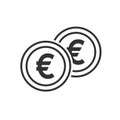 Euro Coins Outline Flat Icon on White