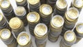 Euro coins stacked