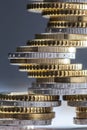 Euro coins stacked on each other in different positions. Close-up european money and currency